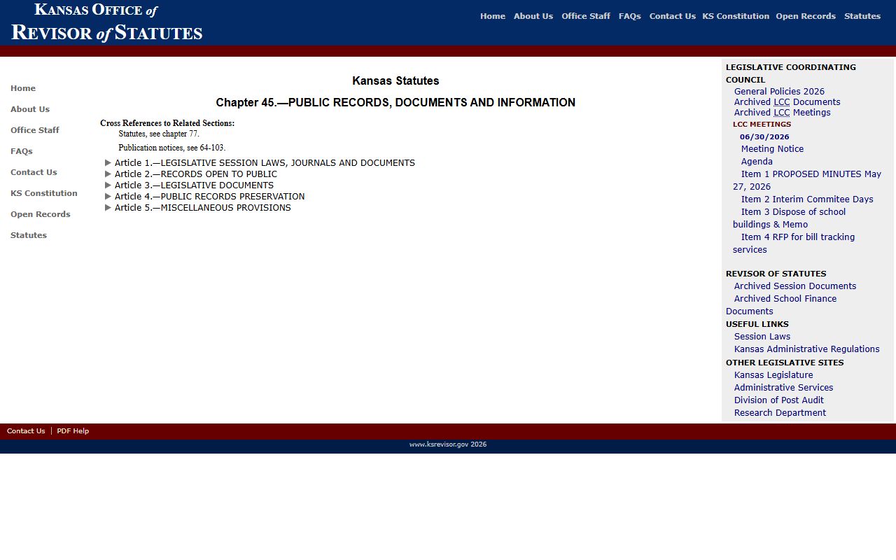 Clark County court records Kansas Open Records Act access source