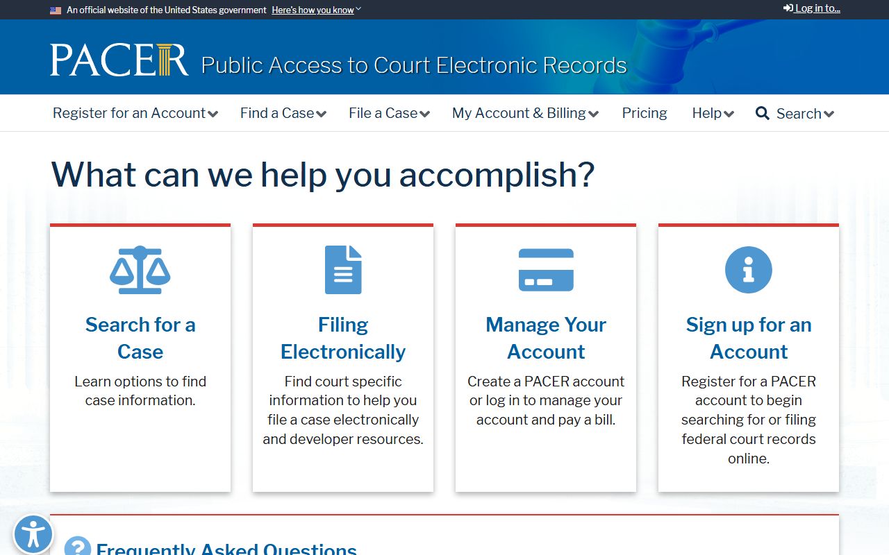 Clark County District Court records PACER federal court records portal