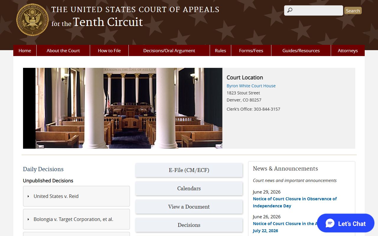Clark County District Court records Tenth Circuit federal appeals
