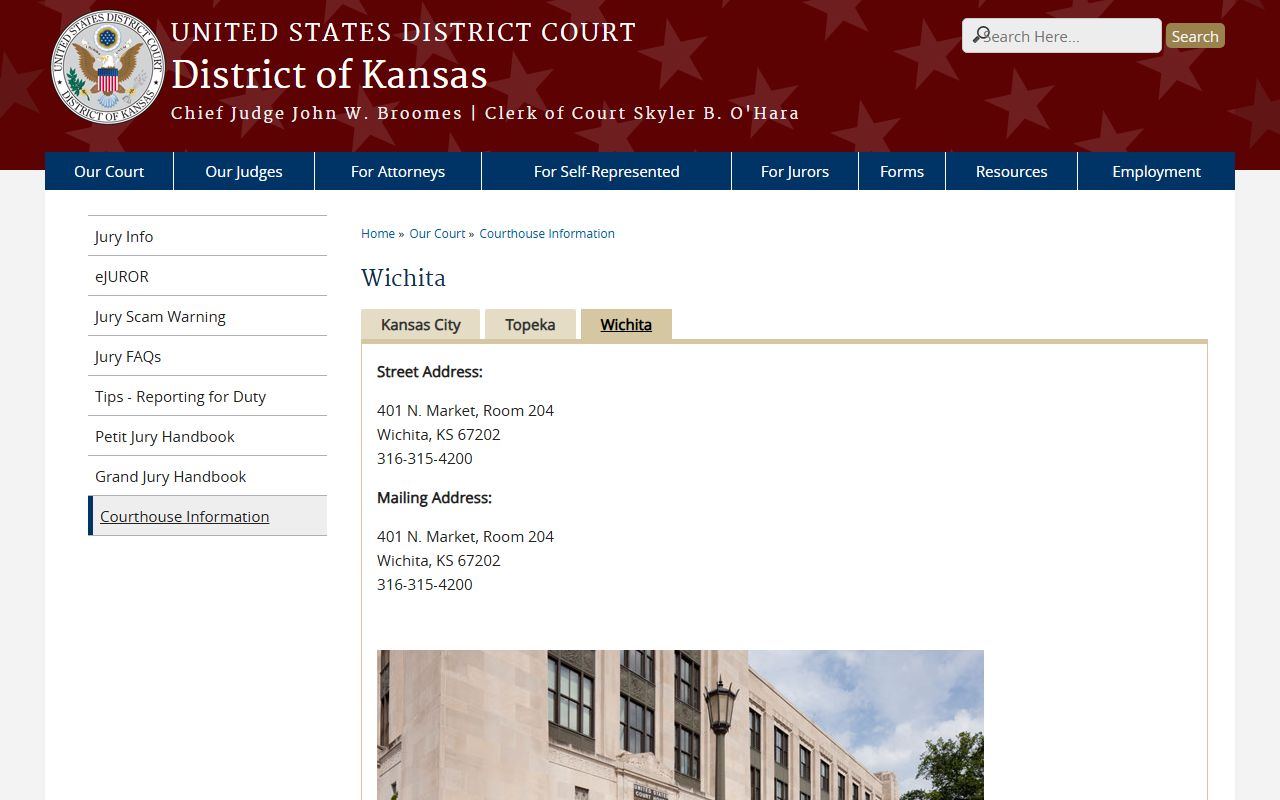 Clark County District Court records Wichita federal courthouse access