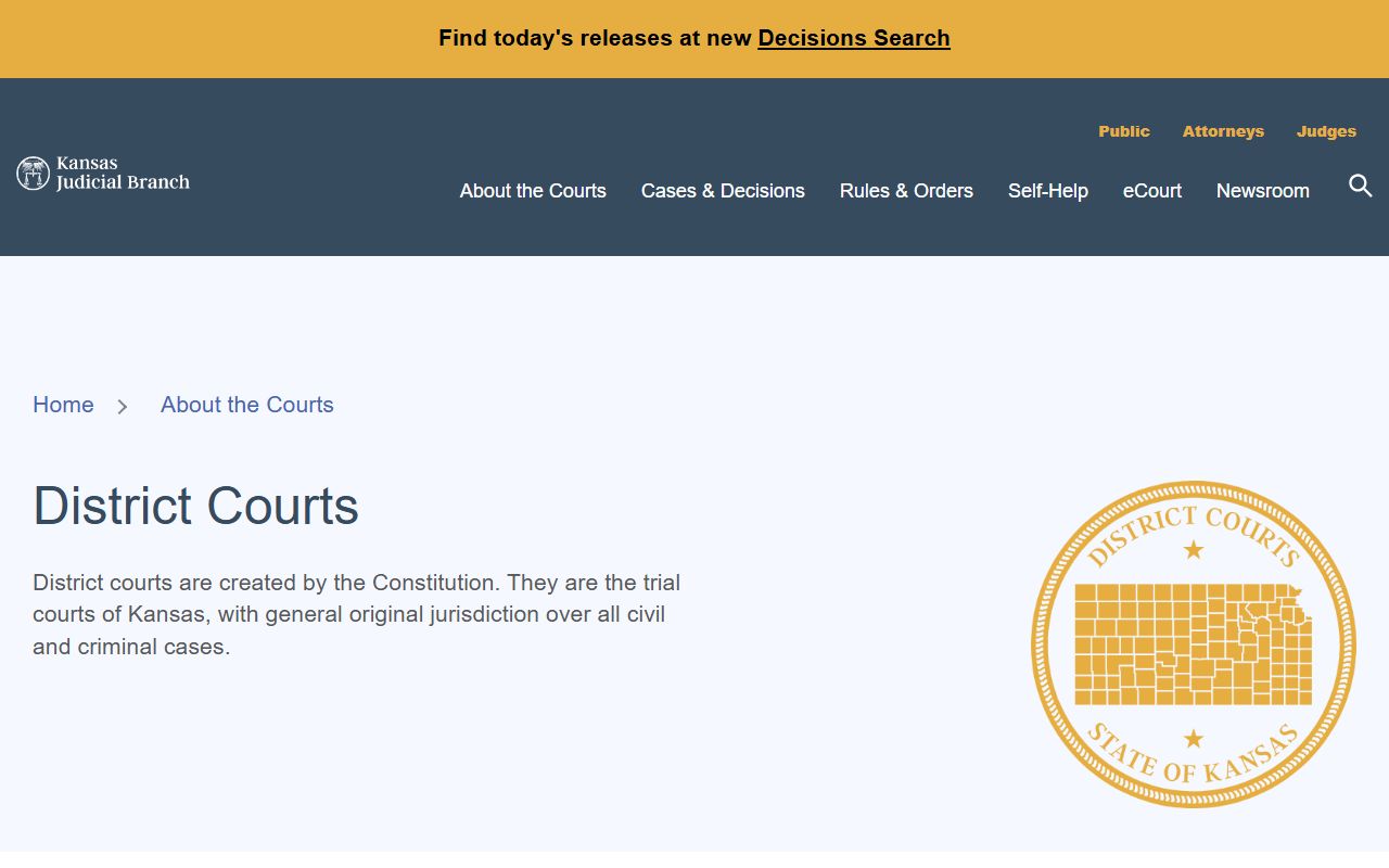 Clark County court records Kansas district court jurisdiction