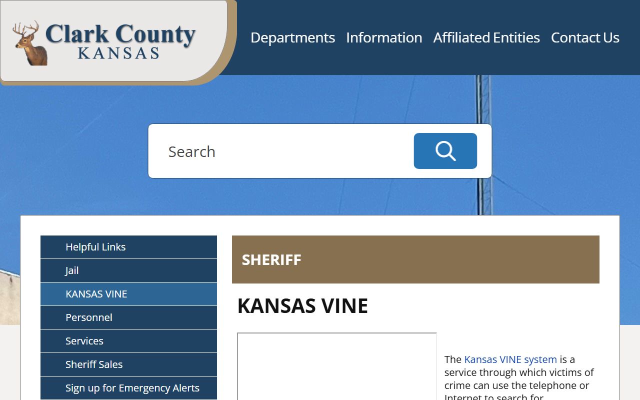 Clark County inmate records Kansas VINE local notice